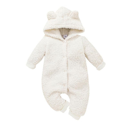 Baby's Solid Color Hooded Jumpsuit