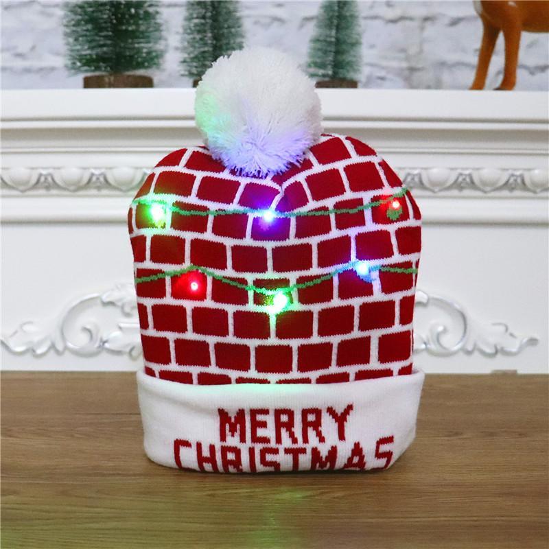 Christmas Decorations Adult Children's Luminous Knitted Christmas Hat
