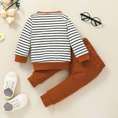 Children's Long Sleeve Open Neck Striped Pullover
