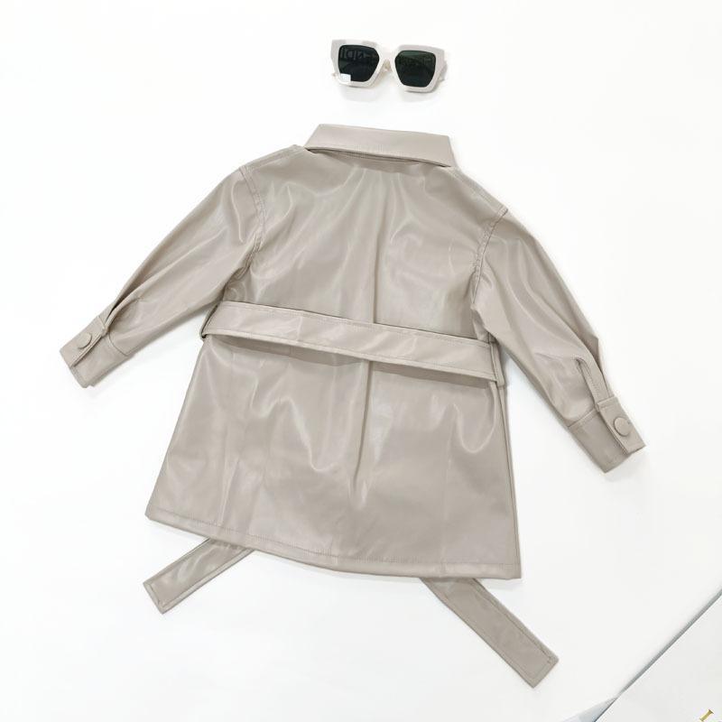Kids Faux Leather Jacket Lace-Up Leather