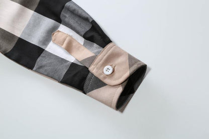 Children's Lapel Long Sleeve Plaid Shirt