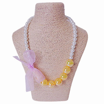 Clothing Ribbon Bow Accessories Children's Necklace Bracelet Set