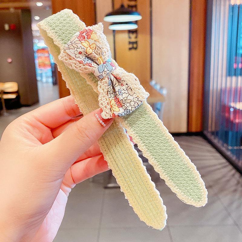 Bow Velcro Hair Hoop Girl's Knitted Wool Hair Accessories