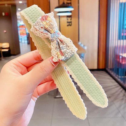Bow Velcro Hair Hoop Girl's Knitted Wool Hair Accessories