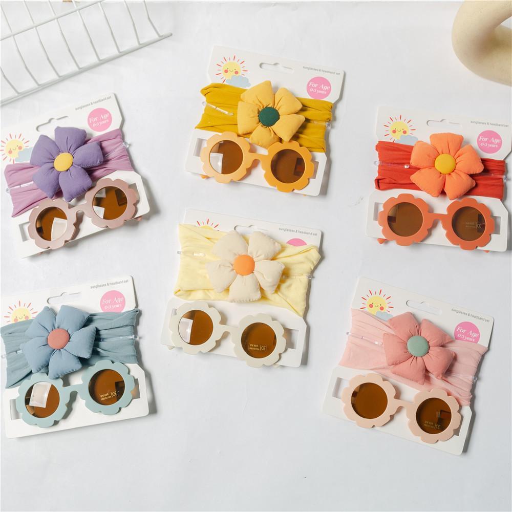 Children's Hair Band Glasses Flower Sunglasses Headband Set