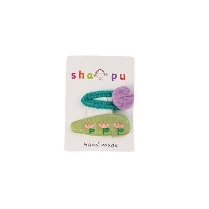 Children's Embroidered Flower Hairpin Set