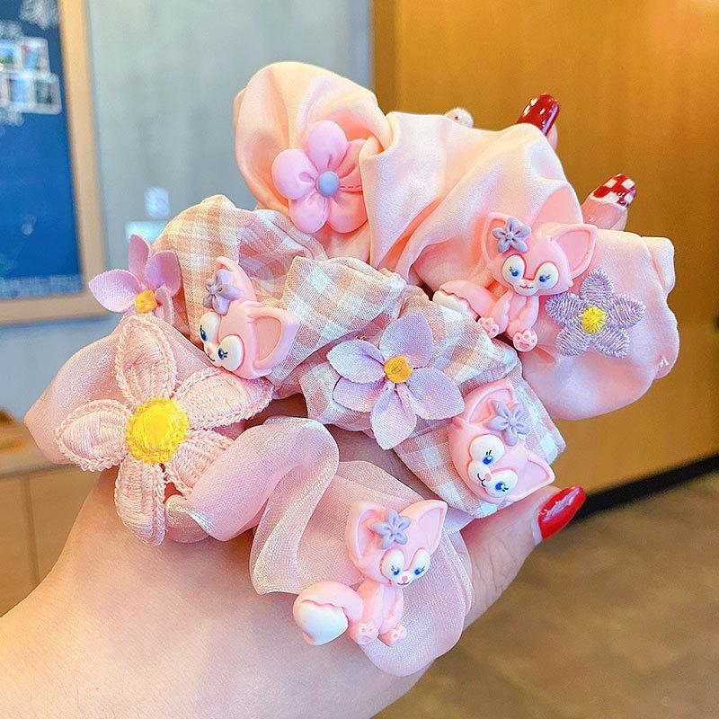 Children's Cartoon Hair Tie Girl's Pink Fabric Hair Rope