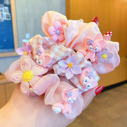 Children's Cartoon Hair Tie Girl's Pink Fabric Hair Rope