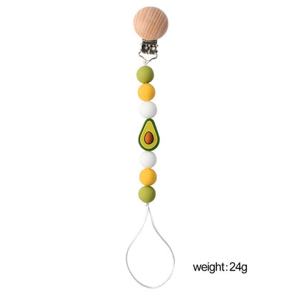 Baby Handmade Wooden Nipple Clip Silicone Anti-drop Chain