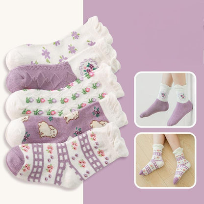 Children's Floral Cartoon Lace Cotton Socks