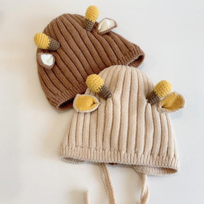 Children's Wool Ear Protection Hat Bee Knitted Hat