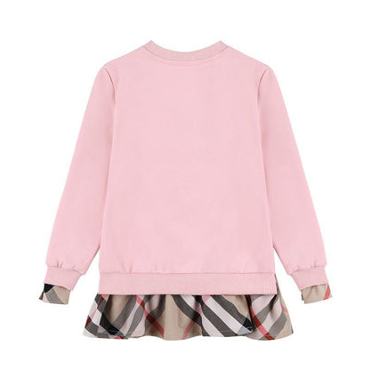 Children's Crewneck Plaid Turtleneck Backing Shirt Sweater