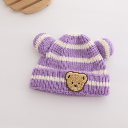 Striped Bear Kids Knit Hat