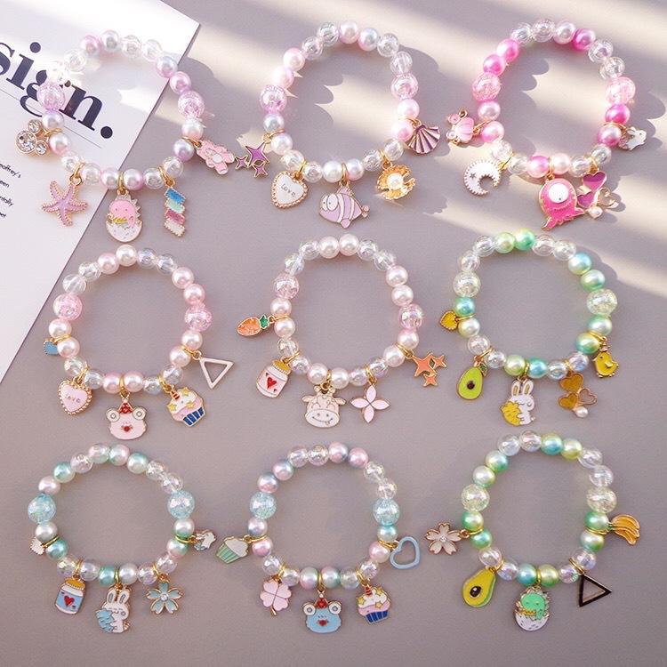 Girl's Cute Cartoon Pendant Beaded Bracelet