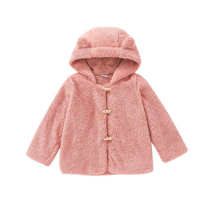 Children's Grain Fleece Hooded Cardigan Coat