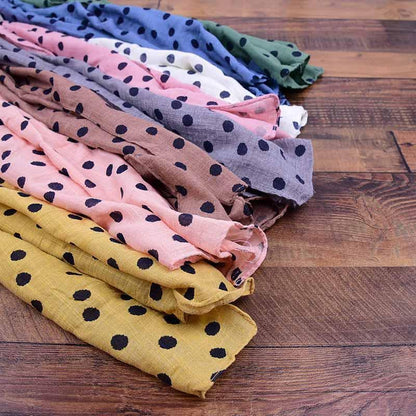 Children's Printed Dot Cotton and Hemp Warm Scarf