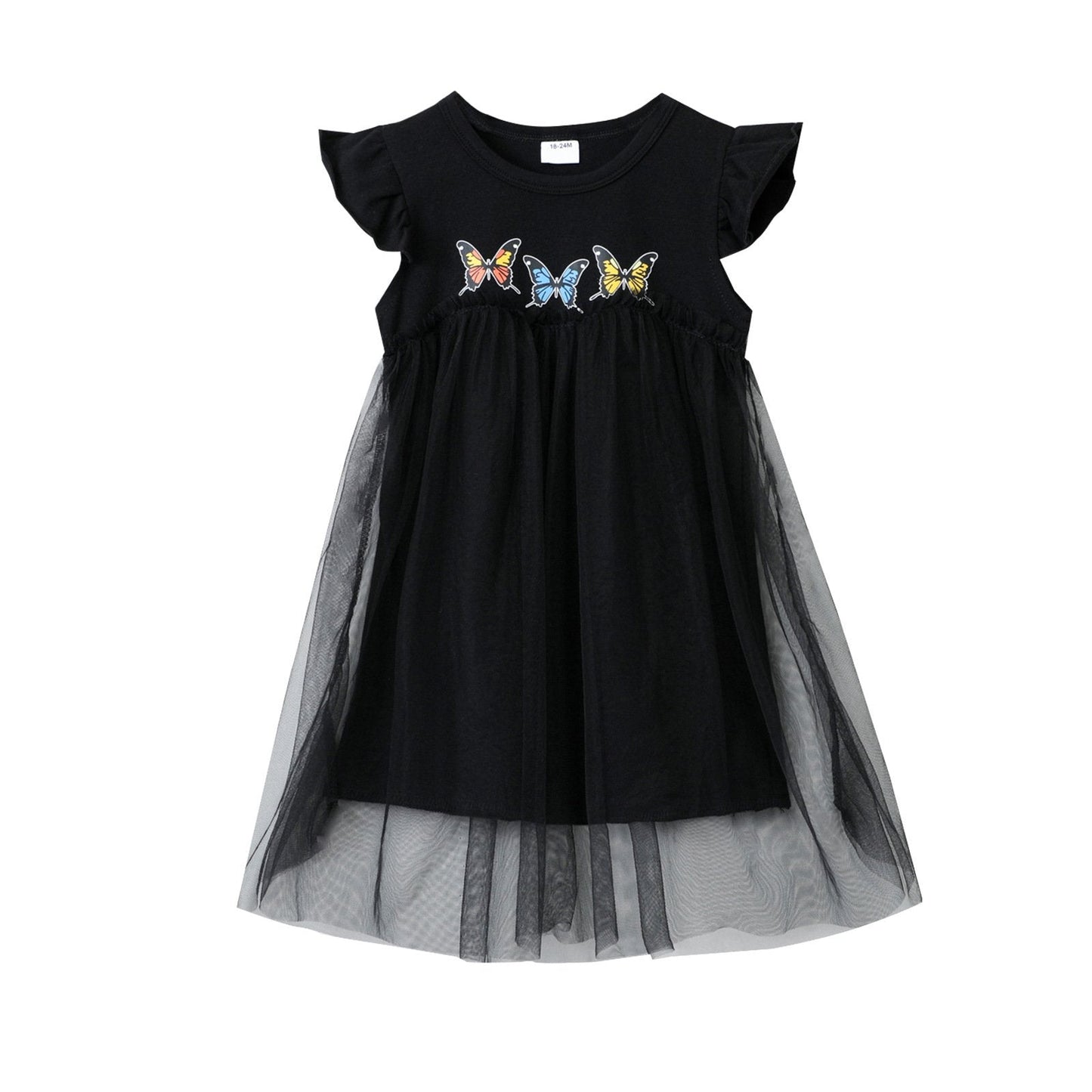 Solid Butterfly Dress rainbow mesh skirt