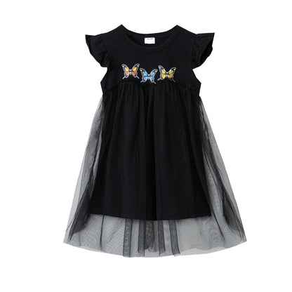 Solid Butterfly Dress rainbow mesh skirt