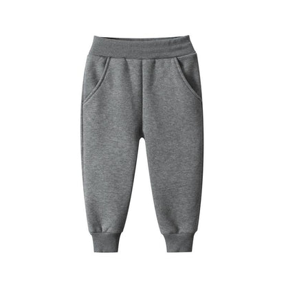 Solid color children's sports pants boys' Plush casual pants