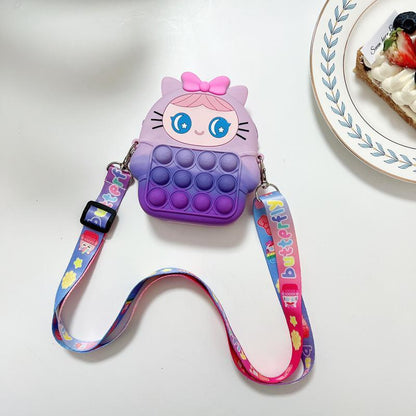 Children's Coin Purse Pink Bow Doll Press Toy