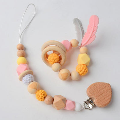 Baby Toys Set | Beech Pacifier Clip and Bracelet