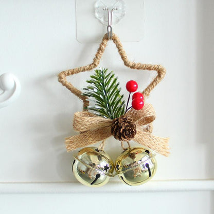 Christmas Five-pointed Star Bell Bow Ornaments Decoration