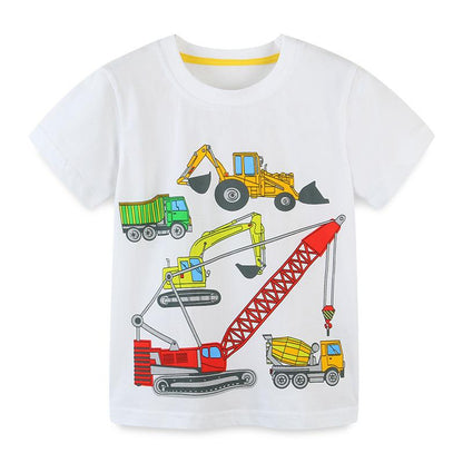 Children's knitted cotton round neck cartoon short sleeve T-shirt