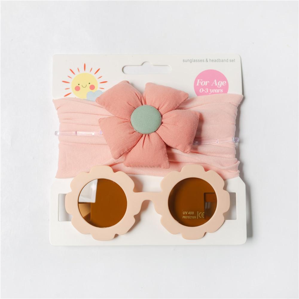 Children's Hair Band Glasses Flower Sunglasses Headband Set