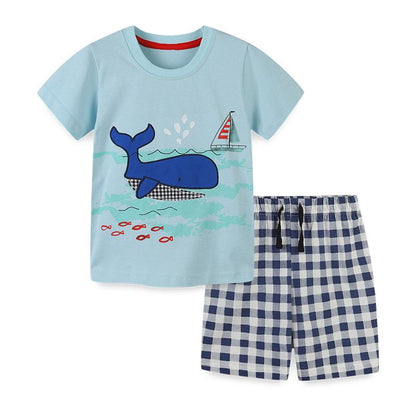 Boys' suit knitted cotton shorts two piece set