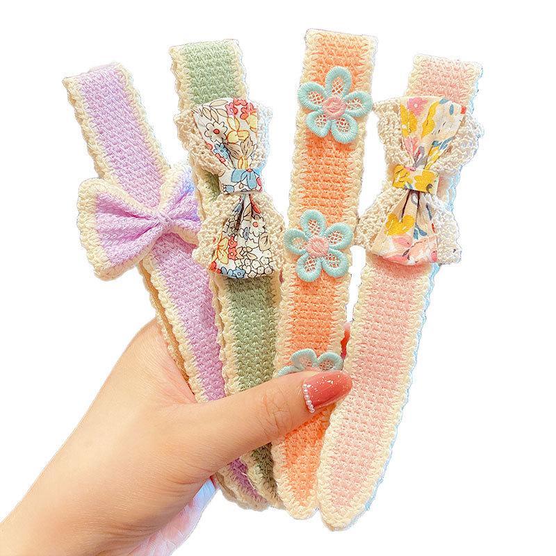 Bow Velcro Hair Hoop Girl's Knitted Wool Hair Accessories