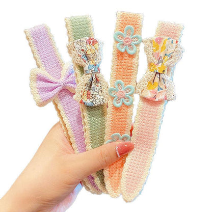 Bow Velcro Hair Hoop Girl's Knitted Wool Hair Accessories