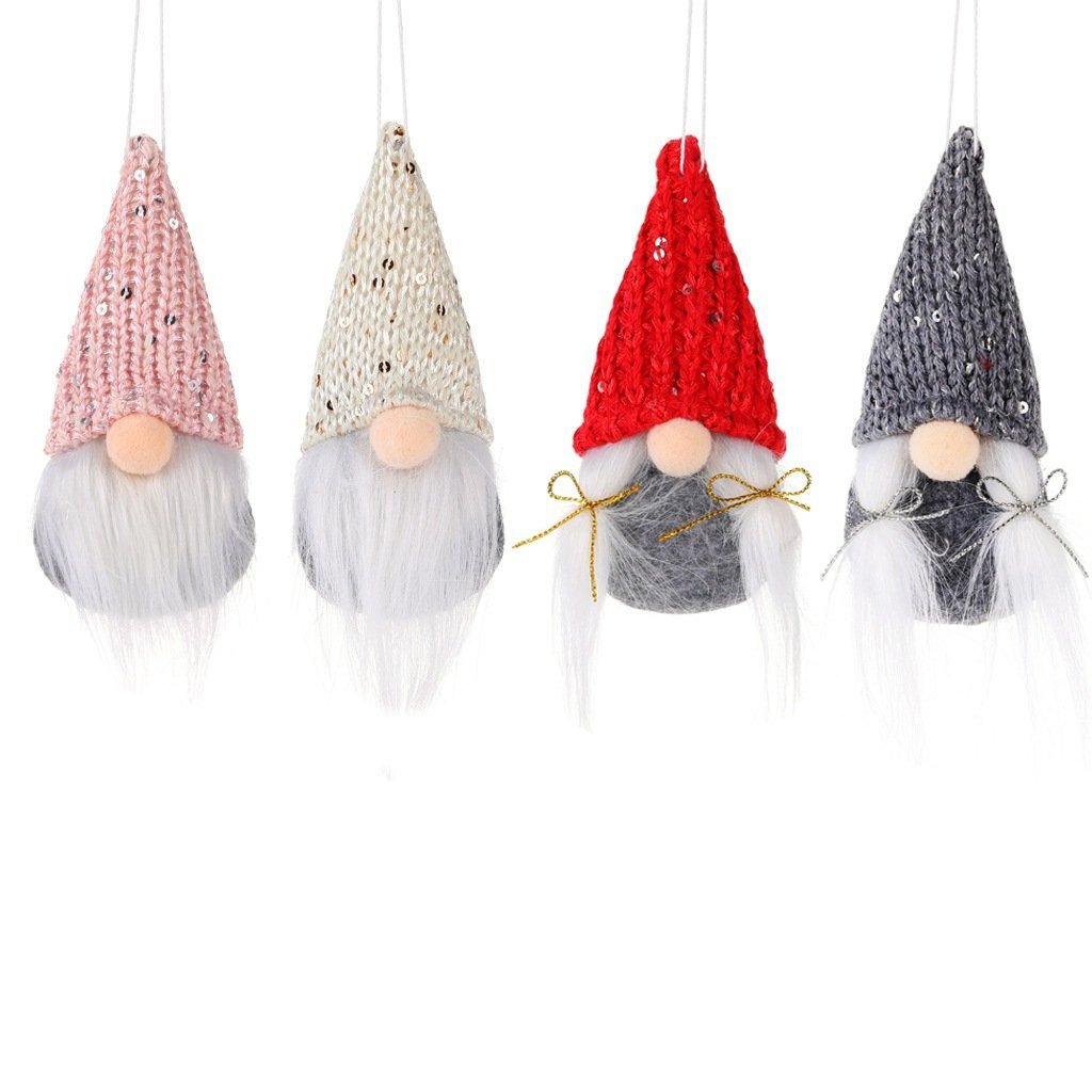 Christmas Decorations Knitted Sequined Pointy Hat Faceless Doll Pendant
