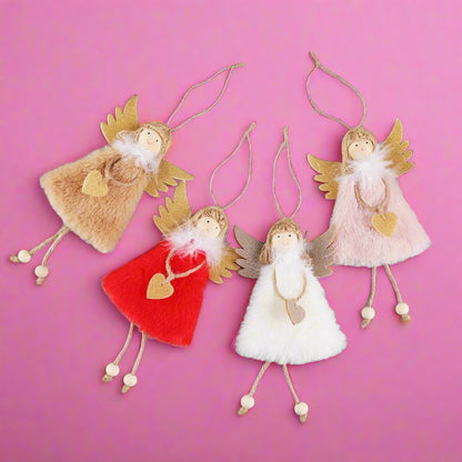 Love Plush Feather Angel Christmas Tree Ornaments