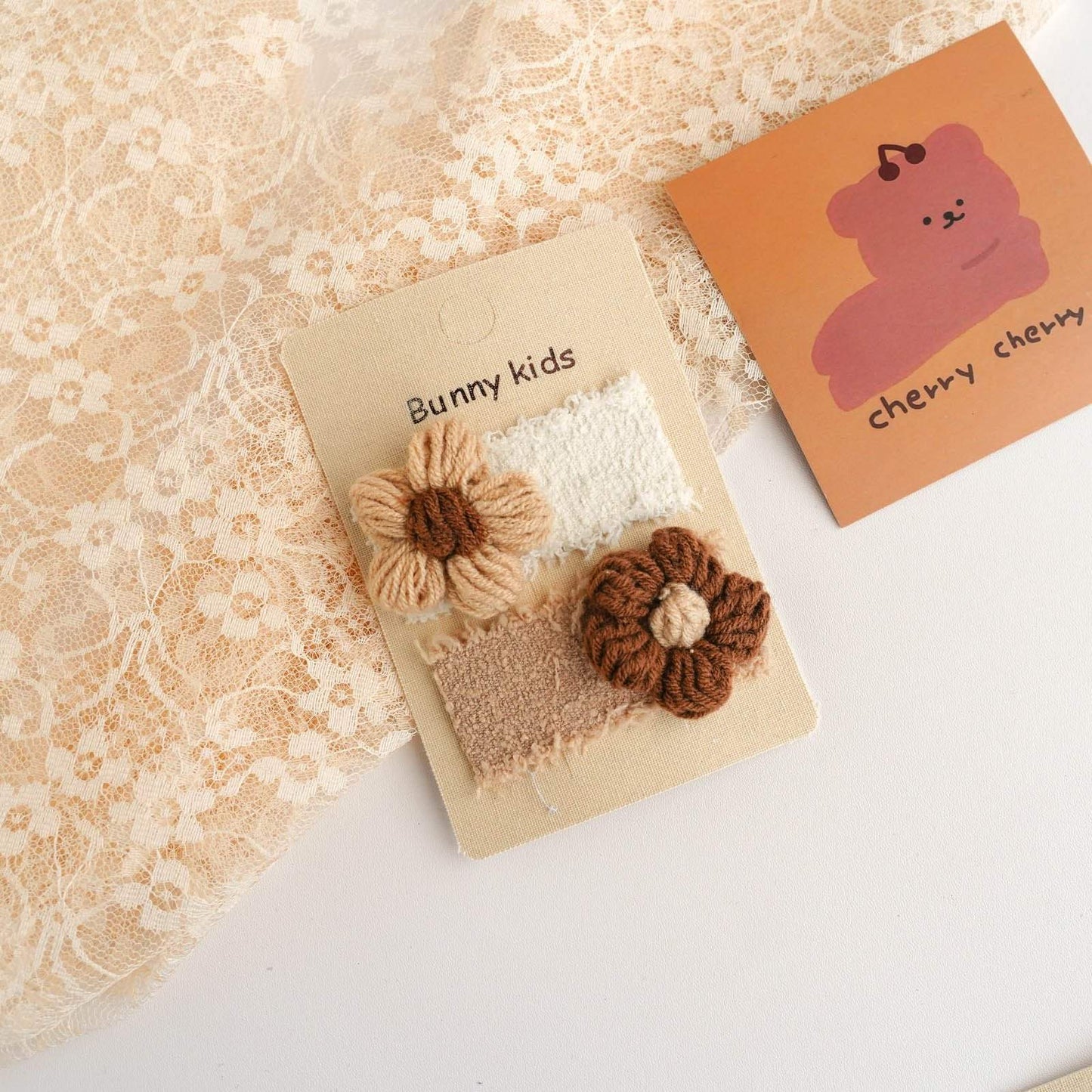 Children's Bear Wool Flower Hairpin