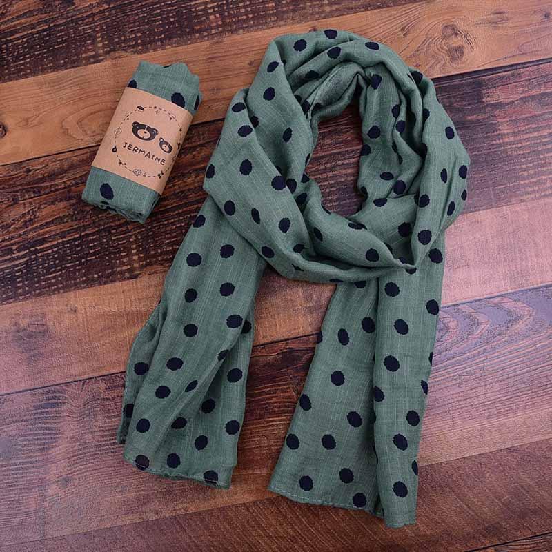Children's Printed Dot Cotton and Hemp Warm Scarf