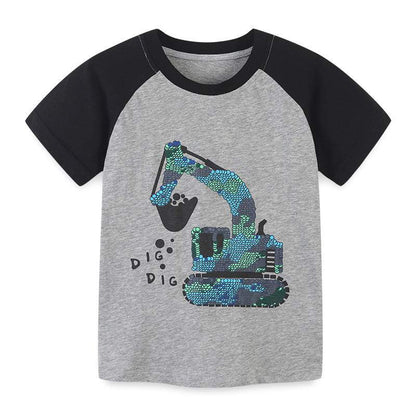 Boys' short sleeve T-shirt knitted cotton cartoon printed children's T-shirt