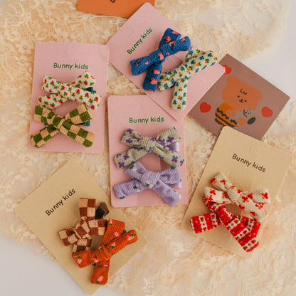 Children's Fabric Bow Floral Hairpin