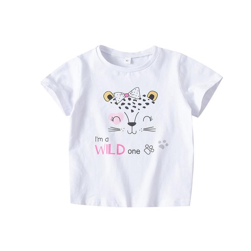 White round neck cute kitty short sleeve T-shirt
