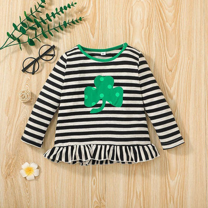 Children's Clothes Long Sleeve Striped Top Flared Pants Set