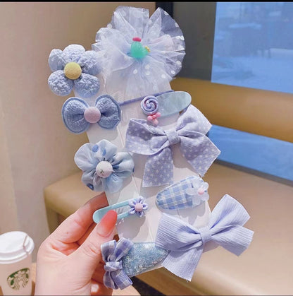 Children's Hairpin Set Bow Mesh Clip