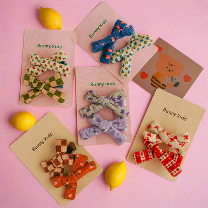Children's Fabric Bow Floral Hairpin