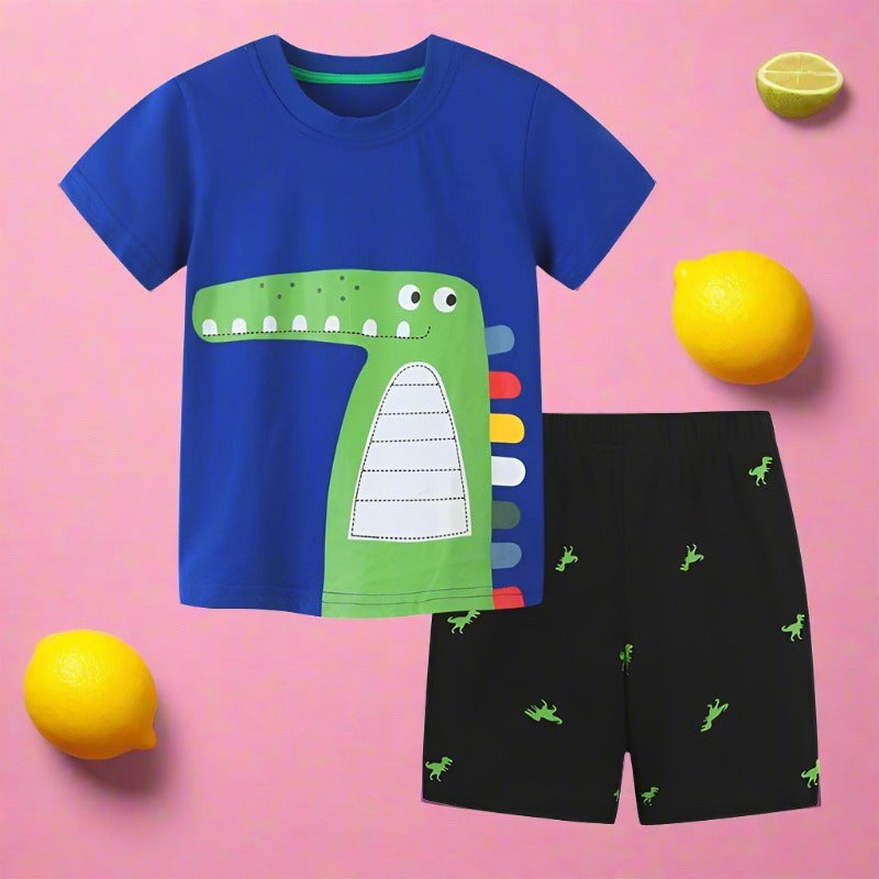 Boys' short sleeve suit knitted cotton two piece set