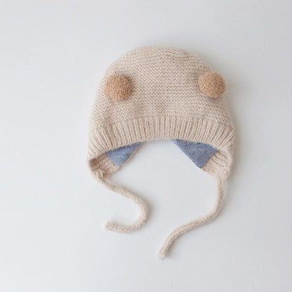 Baby Cartoon Knit Cap Strap Warm Ear Protection Cap