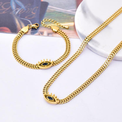 Devil's Eye Bracelet Necklace Set