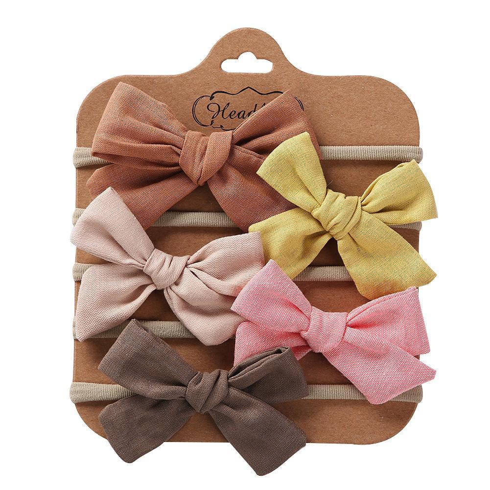 Children's Hair Tie Handmade Bow Hair Band 5pc/set