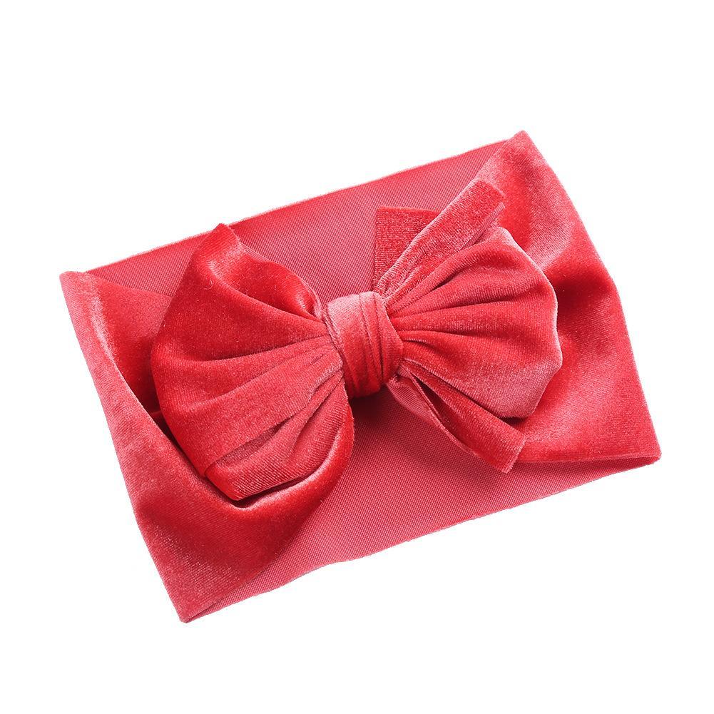 Simple Solid Color Bow Headband Baby Velvet Hair Band