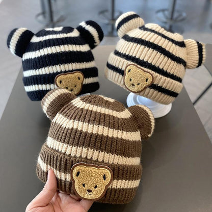 Striped Bear Kids Knit Hat