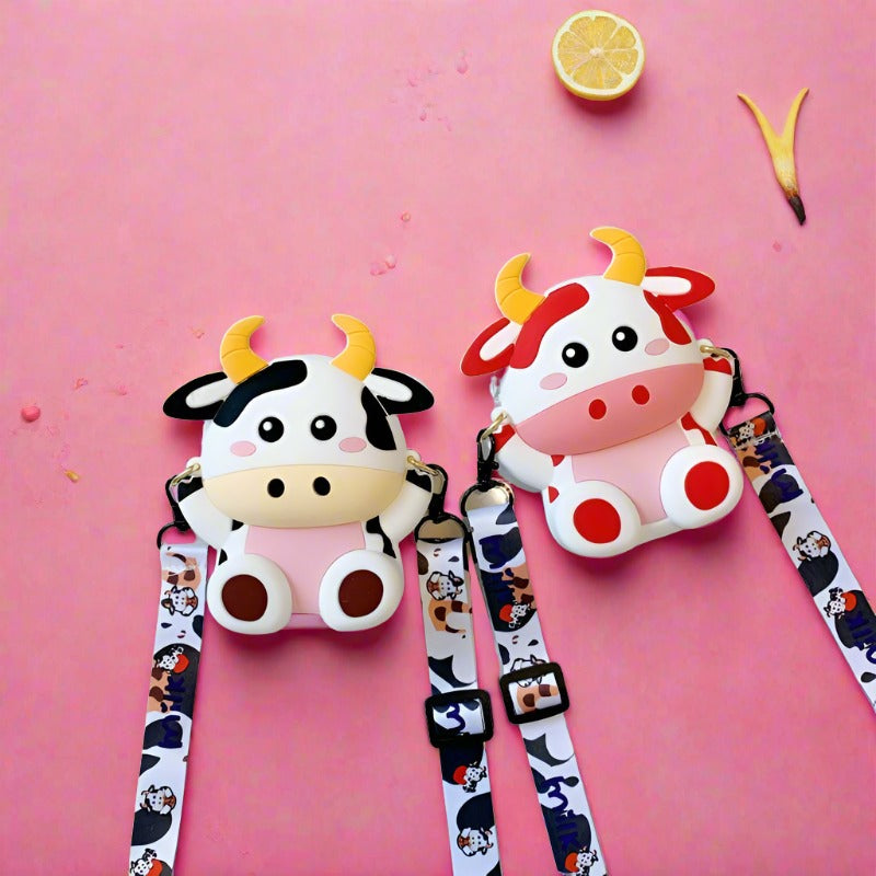 Cartoon Diagonal Bag Cow Backpack Silicone Coin Purse