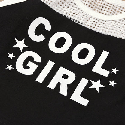 Sleeveless sports suit empty letter splicing Shorts Set