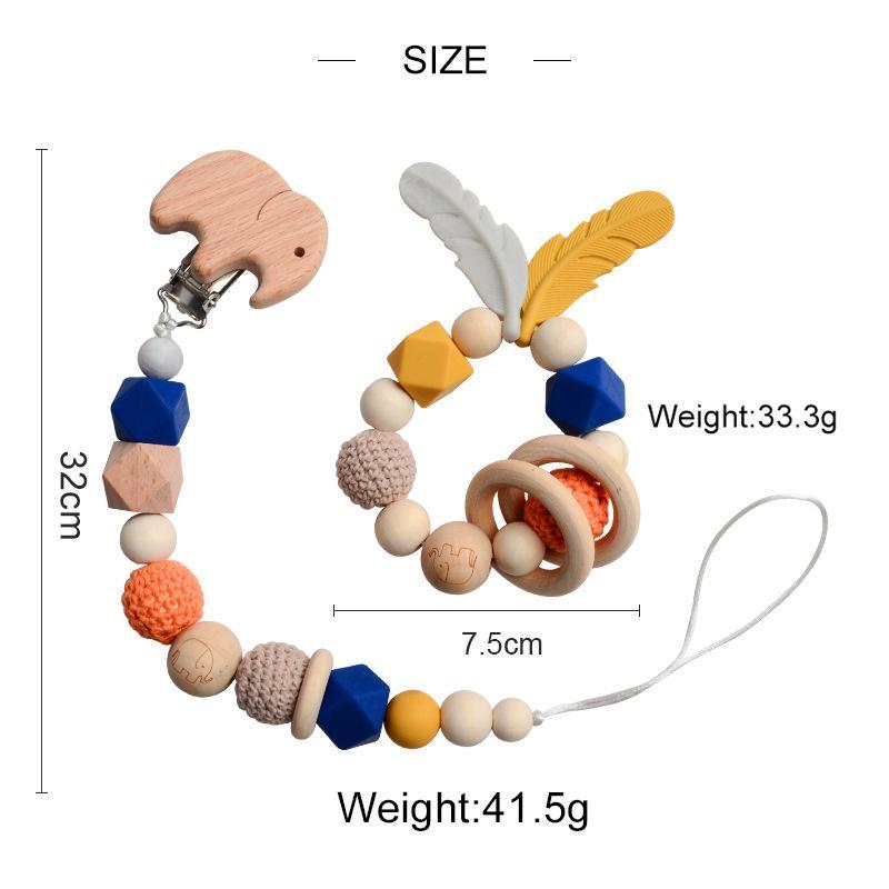 Baby Toys Set | Beech Pacifier Clip and Bracelet